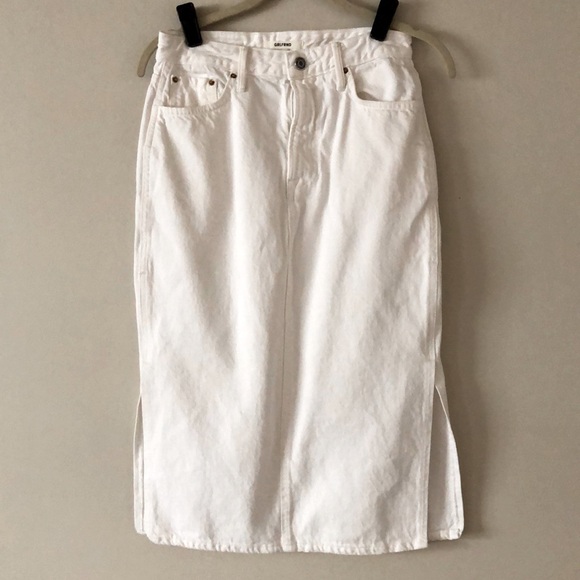 GRLFRND white denim Nora midi skirt - Picture 1 of 6